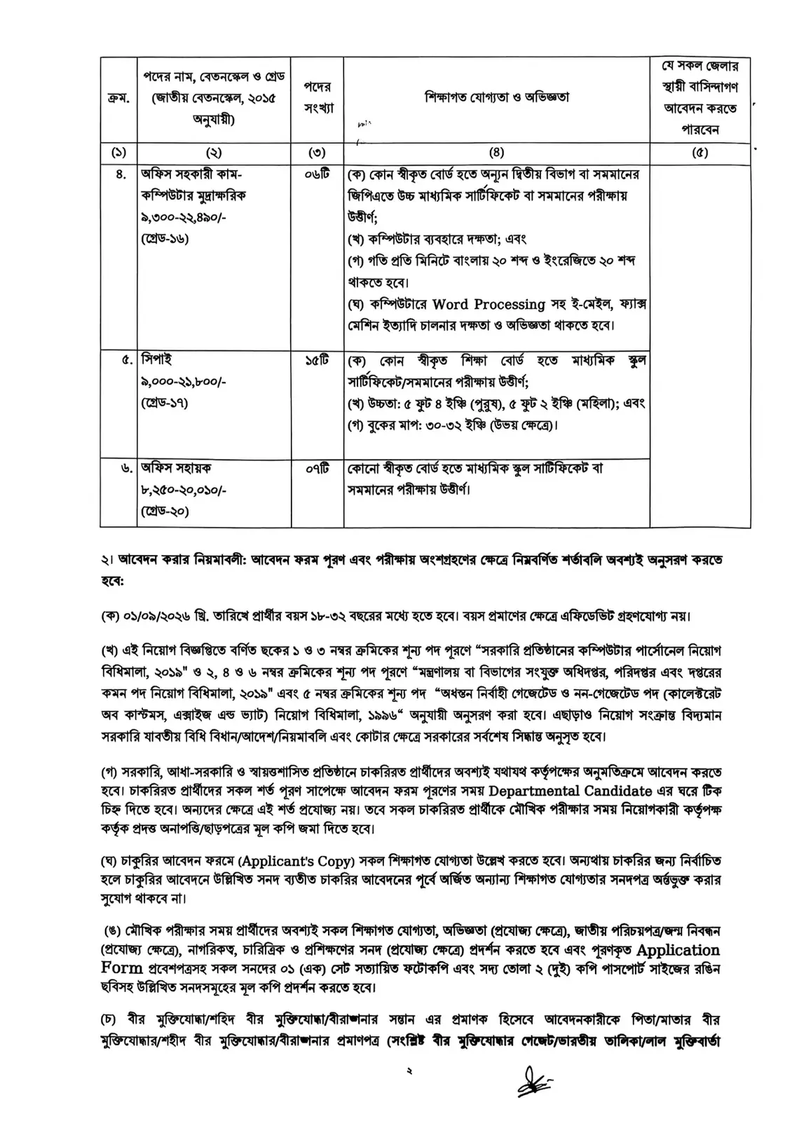 নিয়োগ বিজ্ঞপ্তি, পৃষ্ঠা 2